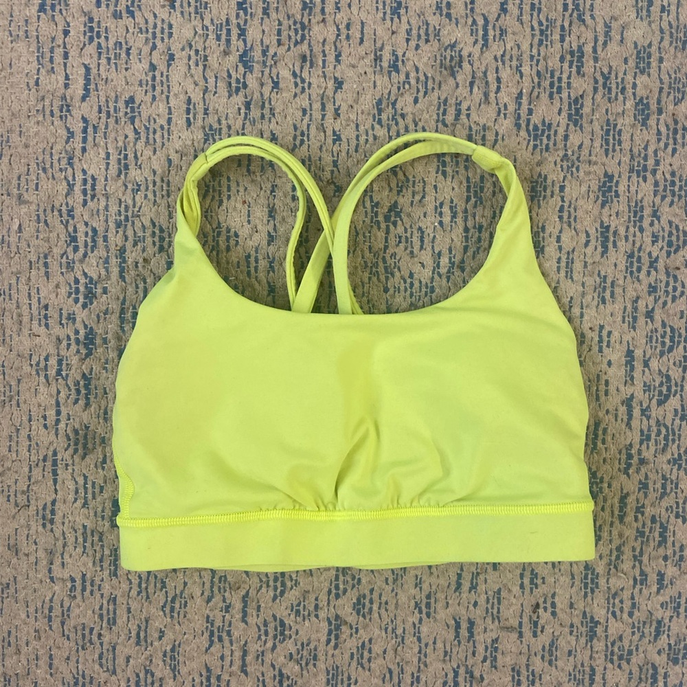 Lululemon energy bra in neon yellow